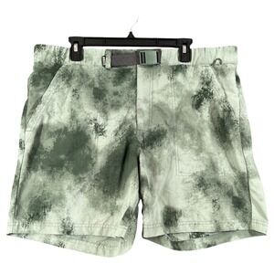 REI Co-op Trail Shorts Mens L Green Tie Dye Ripstop Integrated Belt Hiking